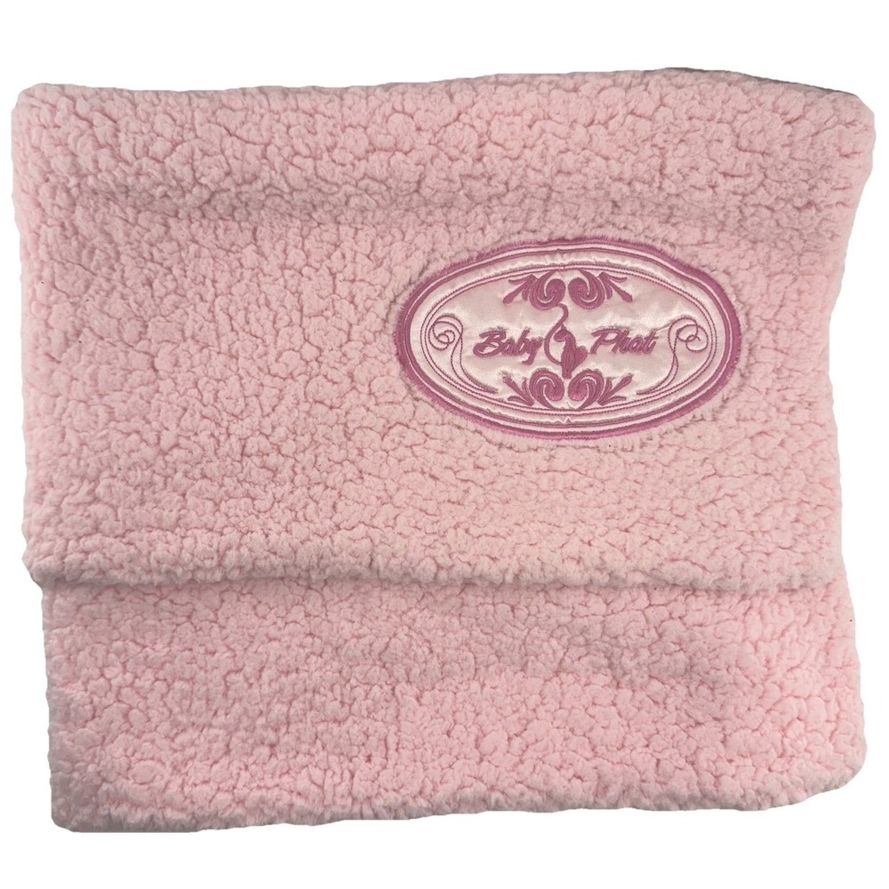 Baby‎ Phat Girlz Pink Sherpa Fleece Blanket Satin Logo Patch One Size EUC